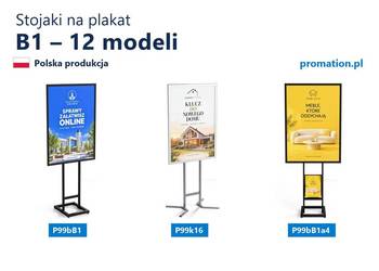 Ekspozytory plakatowe B1 z miejscem na ulotki promocyjne