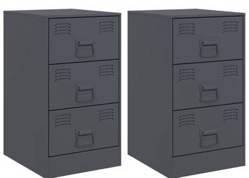 Szafki nocne 2 szt. antracytowe 345x39x62 cm stal WM-841780