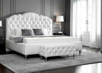 Łóżko Boss 160x200 białe glamour + stelaż + pojemnik