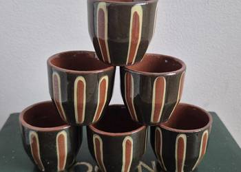 Zestaw 6 ceramicznych filiżanek / kieliszków PRL