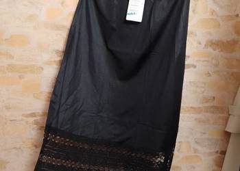 (46/3XL) Ekskluzywna, długa, czarna półhalka halka z Londynu, NOWA