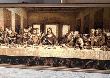 Duża makata na ścianę Ostatnia Wieczerza w ramie o wym. ok. - 220 x 110 cm