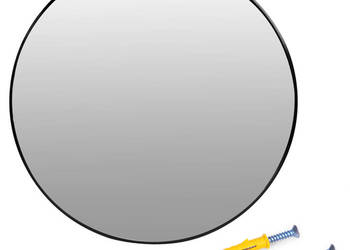 Okrągłe lustro ścienne 80 cm wiszące nowoczesne czarna rama aluminium Mode…