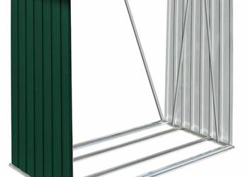 Wiata na drewno, stal galwanizowana, 163 x 83 x 154 cm, zielona