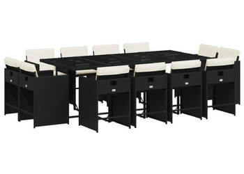 13-cz. zestaw mebli do ogrodu poduszki czarny rattan PE WM-3277985