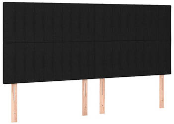 Zagłówek do łóżka z LED czarny 160x5x118/128 cm tkanina WM-3122670