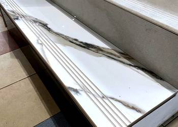 BIAŁY MARMUR Calacatta Gold Stopnica 120x30 WYSOKI POŁYSK