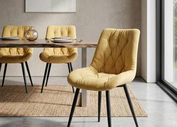 Żółte Krzesło Tapicerowane Oliver, Wysyłka 24H, Dostawa 0zł!