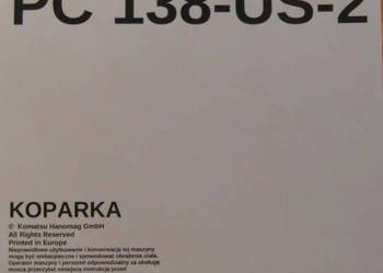dtr instrukcja obsługi koparka komatu pc 138US -2-