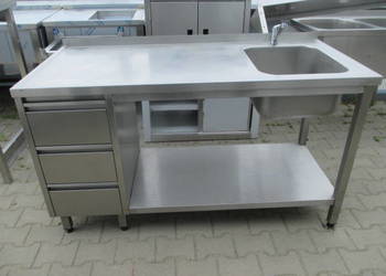Zlew Gastronomiczny 1 Komorowy wraz z 3 Szufladami i Półką 150/70/85