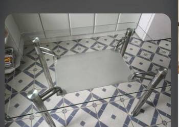 Stół szklany z półką, szkło hartowane