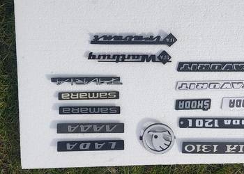 Znaczki, emblematy, napisy samoch.PRL, Skoda, Lada, i inne