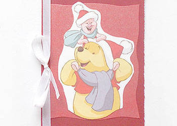 świąteczne kartki z Kubusiem Puchatkiem, bajkowe kartki na Boże Narodzenie