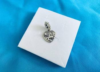 nowa wysadzana perełkami zawieszka charms beads kwiaty w sercu srebro 925