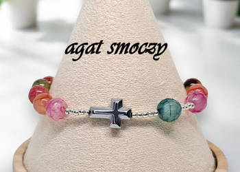 Bransoletka różaniec, dziesiątka różańca z agatu, AGAT SMOCZY #1004 Bransoletka różaniec, dziesiątka różańca z agatu, AGAT SMOCZY #1004