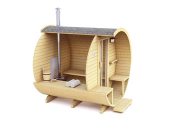 Sauna Circle Medium Open 2,4m ze strefą relaksu, beczka sauna ogrodowa
