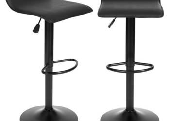 Hoker stołek barowy obrotowy podnóżek regulacja wysokości czarny ekoskóra…
