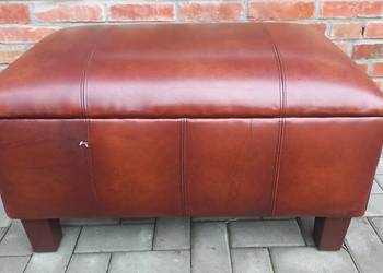 Puf skórzany brązowy otwierany Podnóżek Siedzisko HANDMADE BY BENDIC (643)