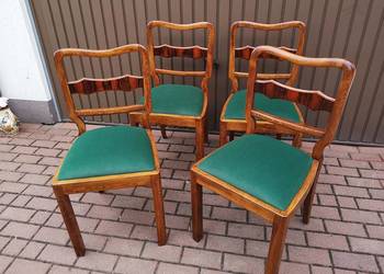 Krzesła ART-DECO Orzech Stare Antyk Komplet 4 Sztuki Po Renowacji.