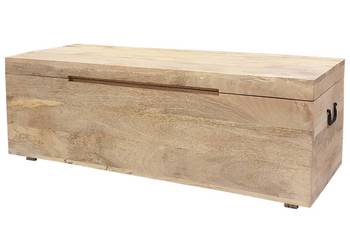 Duża jasna skrzynia z drewna mango 120cm