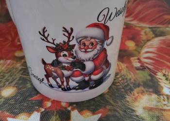 Kubek świąteczny renifer z Mikołajem