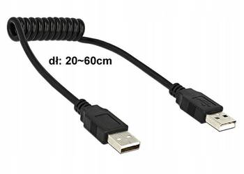 Przyłącze spiralne USB2.0 wtyk A - wtyk A 0.2~0.6m