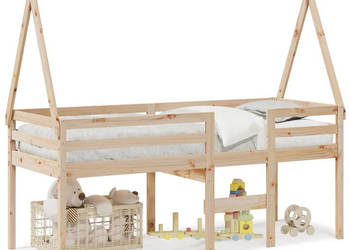 Wysokie łóżko z dachem lite drewno sosnowe 75x190 cm WM-3282101