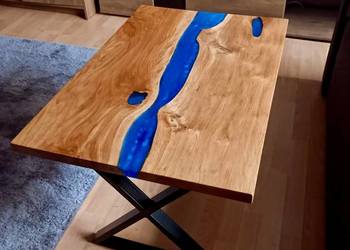 Stolik kawowy stół z litego drewna żywica epoksydowa dąb