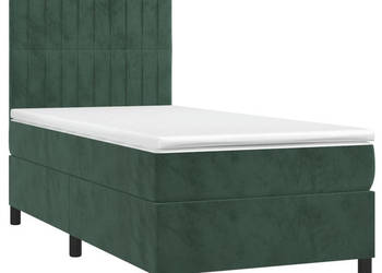 Łóżko kontynentalne z materacem i LED zielony aksamit 80x200 cm WM-3136212