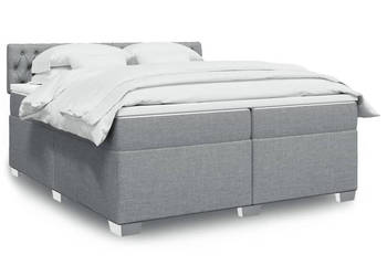Łóżko kontynentalne z materacem jasnoszare tkanina 200x200 cm WM-3288302