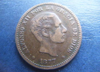 Stare monety 5 centym 1877 Hiszpania /3