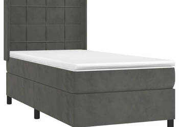 Łóżko kontynentalne z materacem i LED szary aksamit 80x200 cm WM-3139530