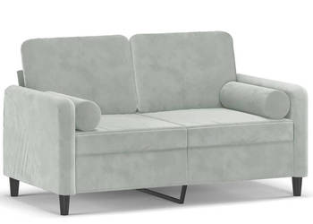 2-osobowa sofa z poduszkami jasnoszara 120 cm aksamit WM-3200871