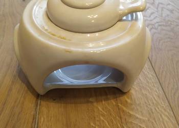 Kominek ceramiczny lampa oliwna biała PRL