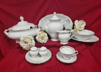 Serwis obiadowy z porcelany Krzysztof Alaska golden belt 12 osób 43 części