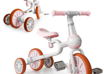 Rower rowerek biegowy 4w1 Pedały Kółka boczne różowy ECOTOYS