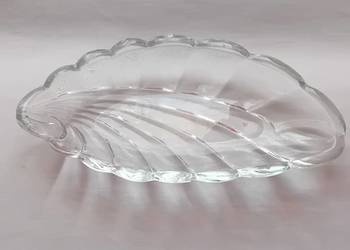 Półmisek -śledziówka HSG Ząbkowice, bezbarwne szkłoprasowane, PRL.