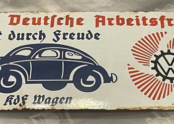 Niemiecka tablica/ szyld emaliowany, volskwagen, propaganda III Rzesza