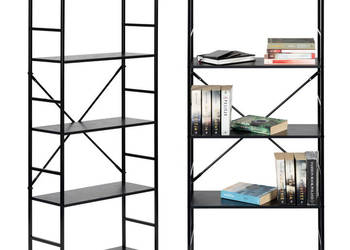 Regał drewniany szeroki nowoczesny LOFT 5 półek czarny ModernHome