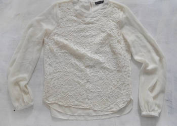 kremowa bluzka elegancka na okazję koronka S 36 elegancka ko