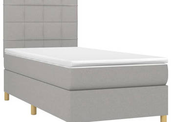 Łóżko kontynentalne z materacem jasnoszare tkanina 90x190cm WM-3135397