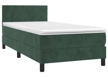 Łóżko kontynentalne z materacem i LED zielony aksamit 80x200 cm WM-3134252