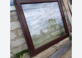 Okno PCV, brązowe, 130x130cm, z demontażu, polski producent