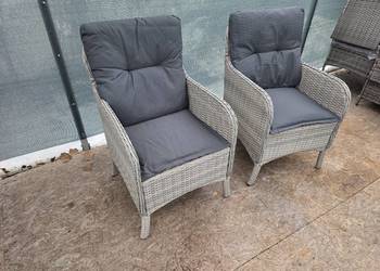 Krzesła ogrodowe z poduszkami, 2 szt., jasnoszare, rattan PE