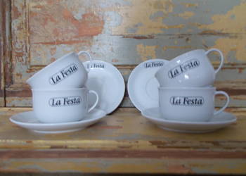 Zestaw Porcelanowych Filiżanek-La Festa-Lata PRL-Vintage