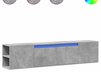 Ścienna szafka pod TV z LED szarość betonu 180x31x395 cm WM-3307957