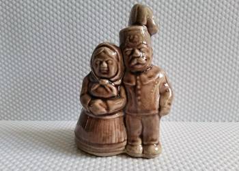 Stara unikatowa figurka Górnik z Żoną ceramika design PRL