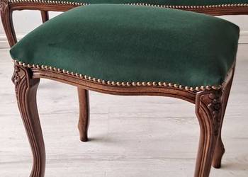 Stylowa pufa podnóżek stołek butelkowa zieleń Ludwik Ludwikowska