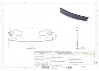 Nóż spiralny wału uprawowego - prawy 530x70x10 mm CP8130