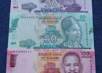 MALAWI Kolekcjonerskie Banknoty Zestaw - 3 sztuki UNC